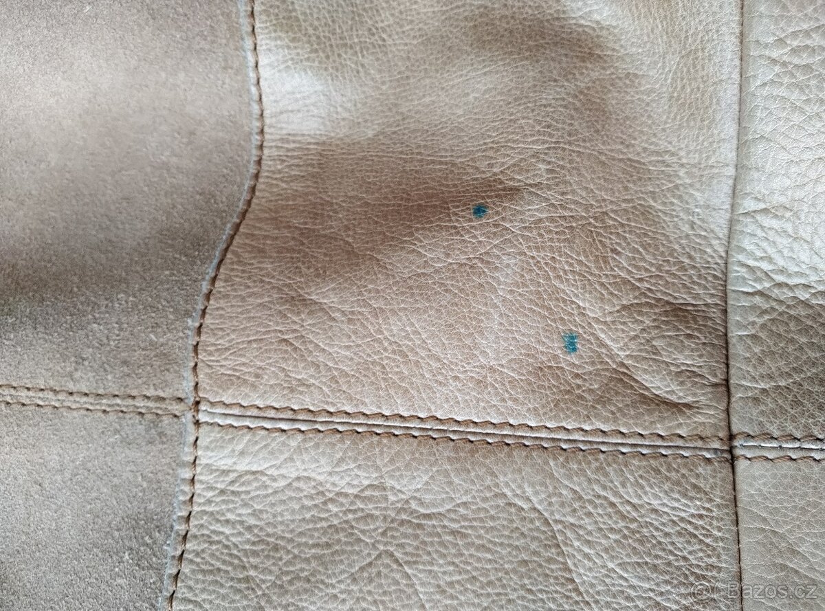 Béžová semišová kožená shoperka - 5