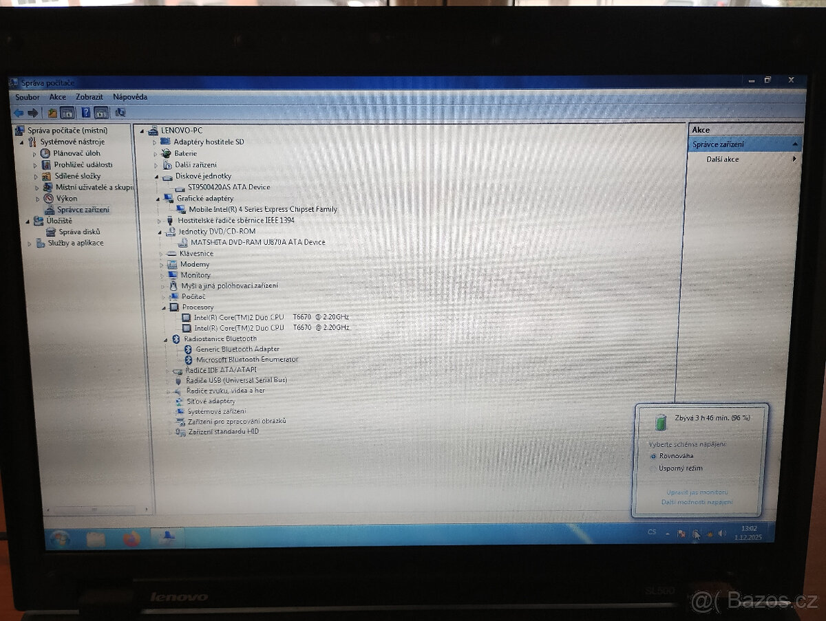 notebook Lenovo ThinkPad SL500 + zdroj a baterie (3hod) - 5