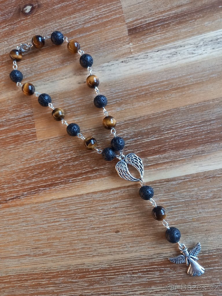 Růženec do auta z křišťálu s andělíčkem - 5