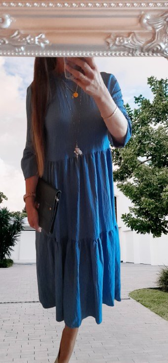 Shein safírové volánové dlouhé šaty - NOVÉ - 5