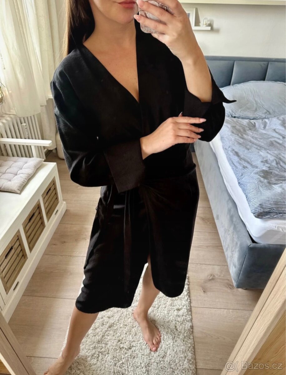 Černé letní šaty lněné H&M - 5