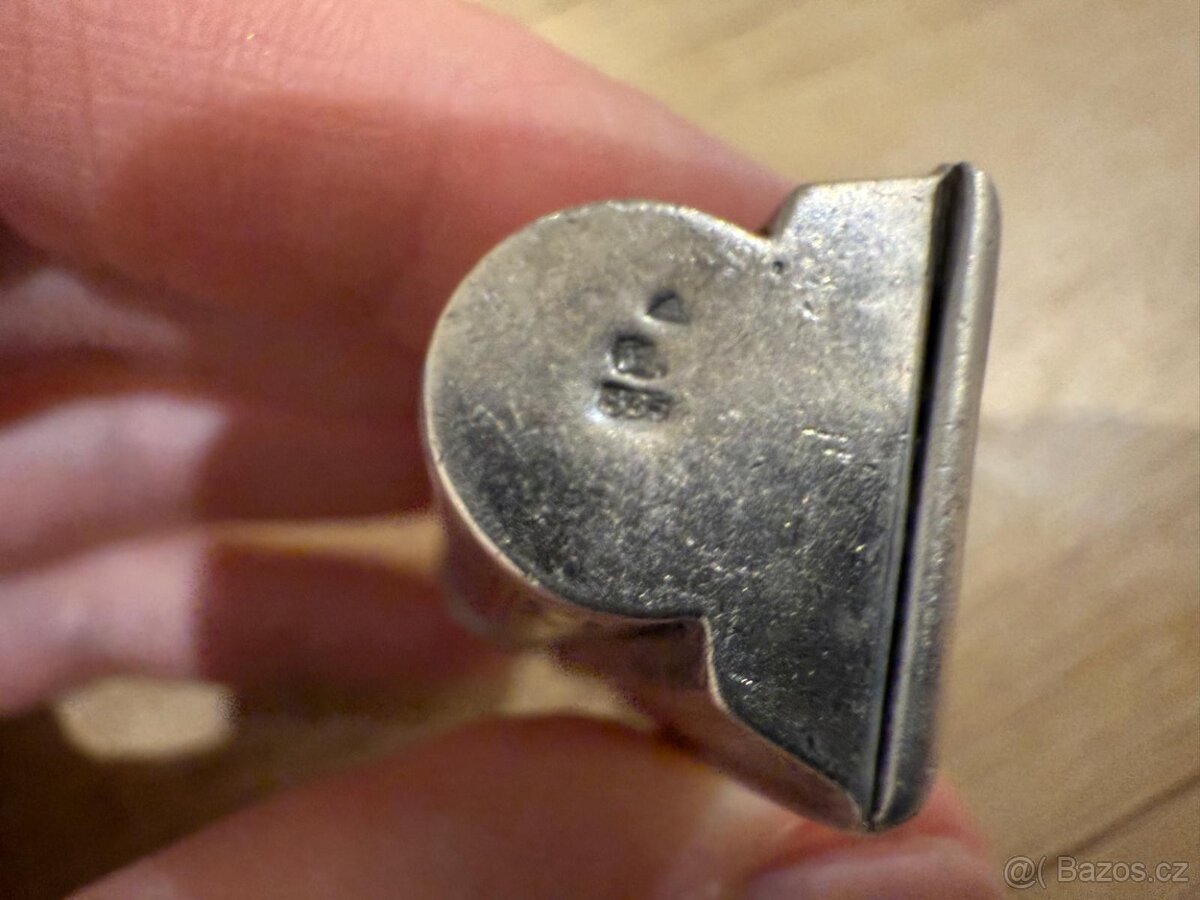Starožitná stříbrná rtěnka se zrcátkem, punc - 5