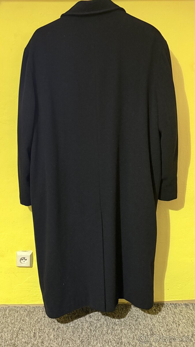 Zánovní pánský dlouhý kabát v černé barvě vel. 66 - 5