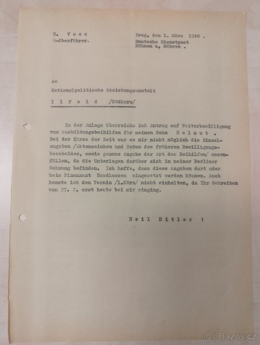 DOKUMENTY PO GENERÁL SS BERNHARD VOSS 2 - 5