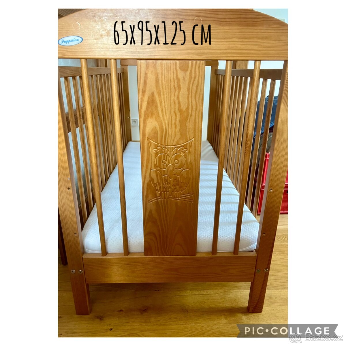 Postýlka s přebalovací komodou, dřevěná - 5