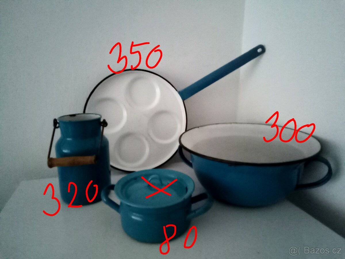 Staré, modré, smaltované nádobí - 5