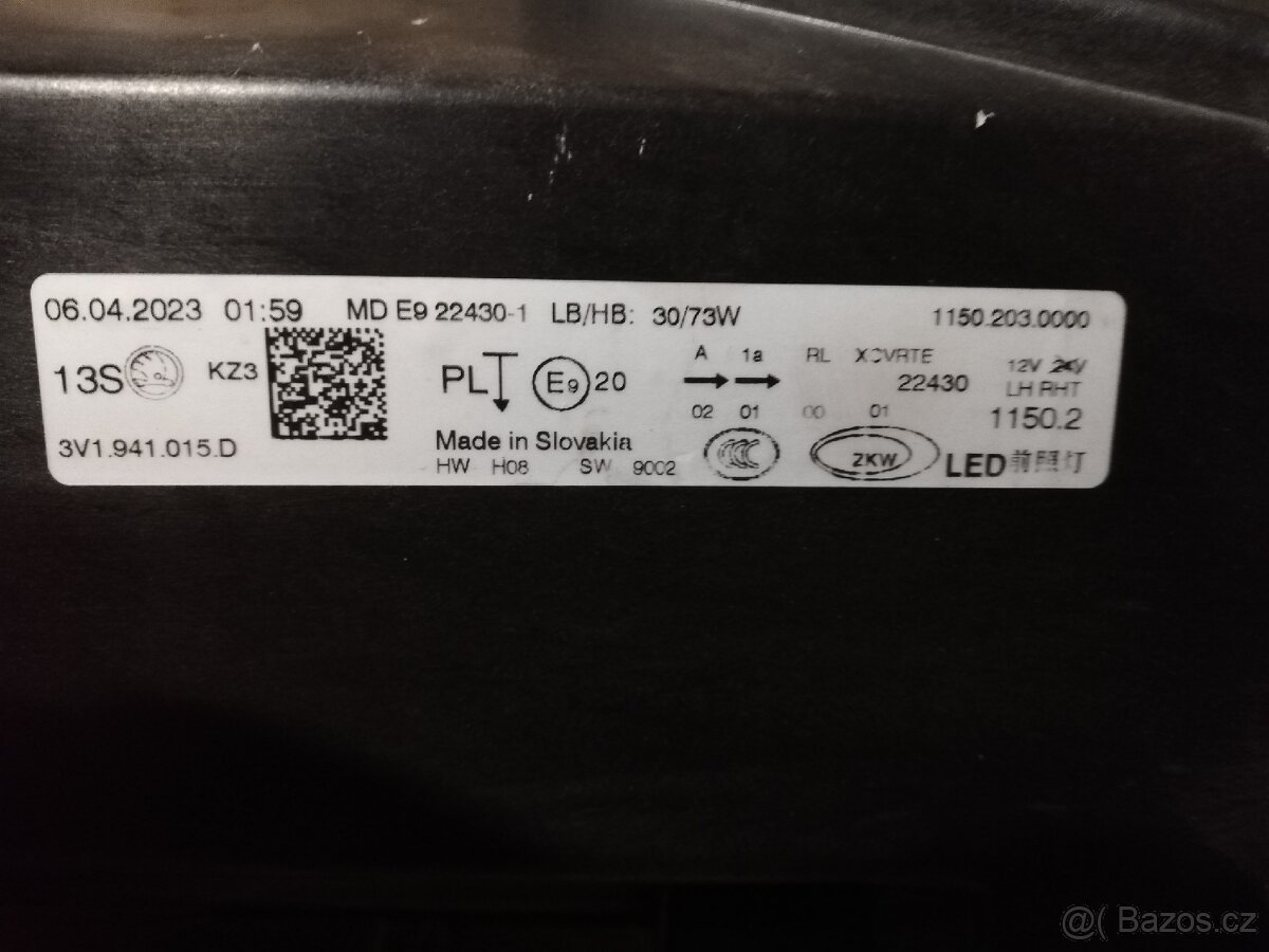 Přední levé světlo na Škoda Superb 3 face 3V1941015D - 5