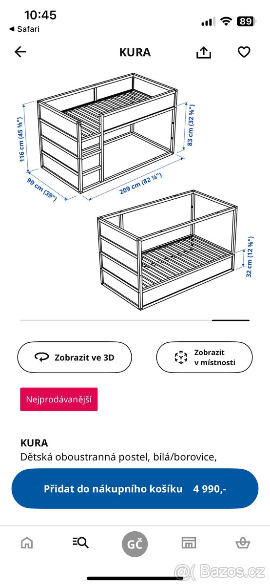 Oboustranná patrová postel Ikea - 5