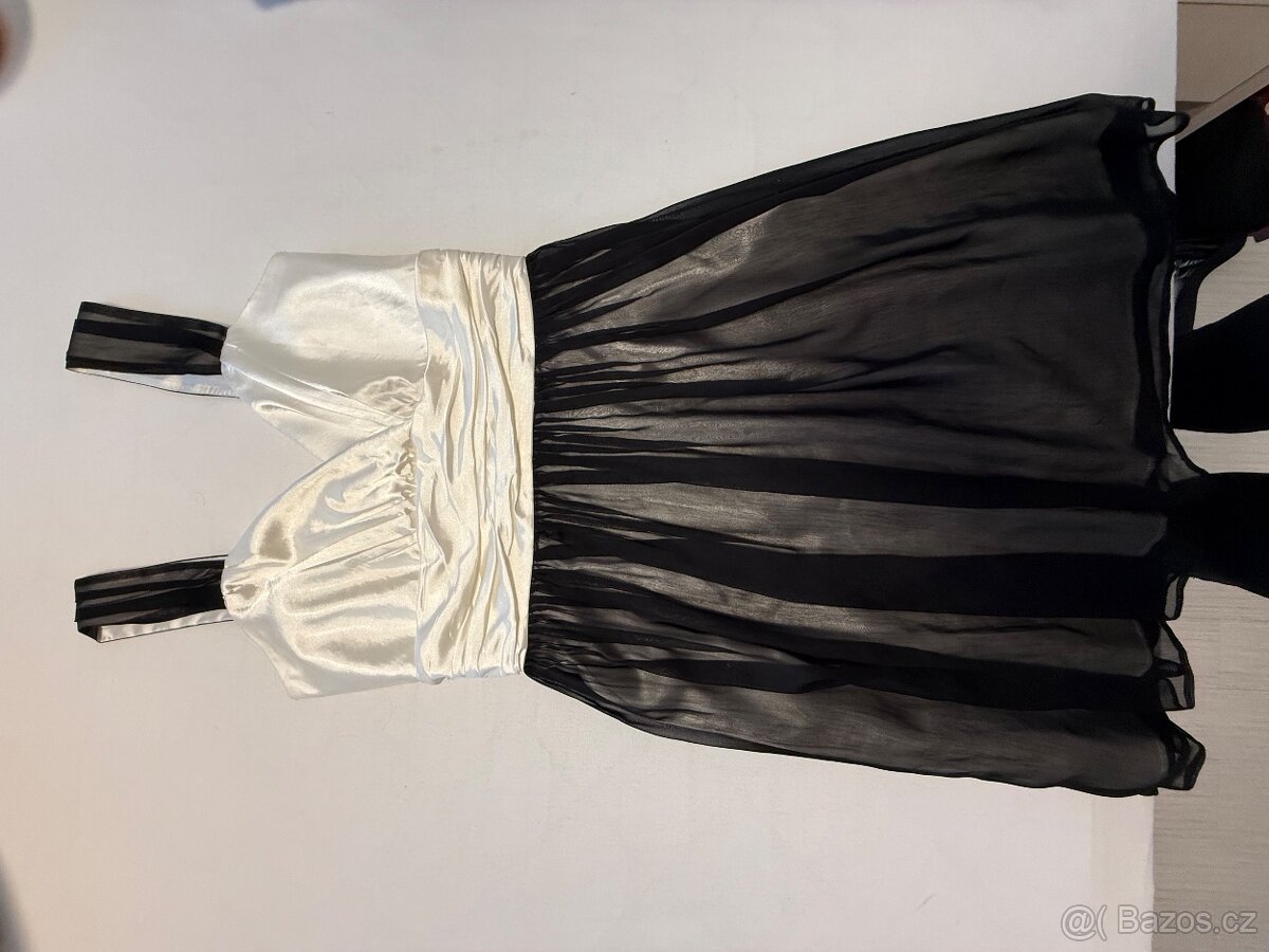 Plesové šaty, bílo-černé, velikost 38-40 - 5