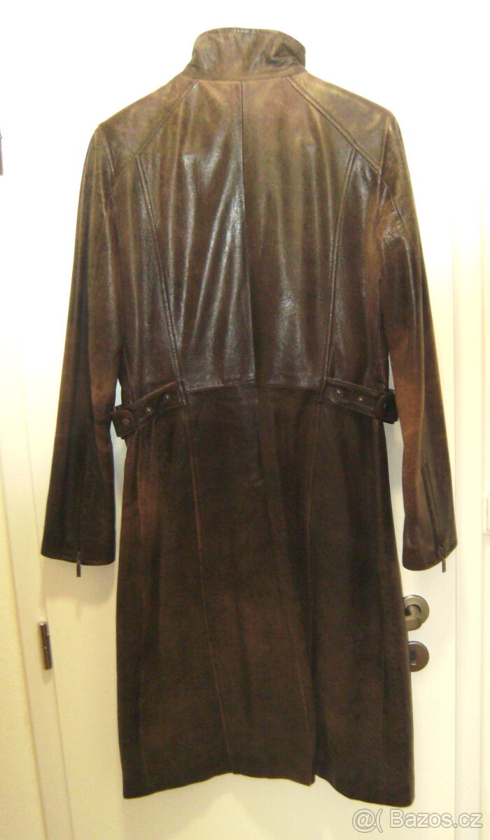 Dámský hnědý kožený kabát vel. 40 - 5