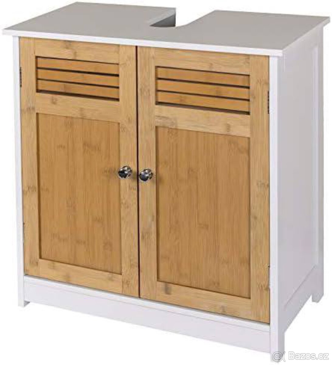 Skříňka pod umyvadlo – bambus a bílá - 5