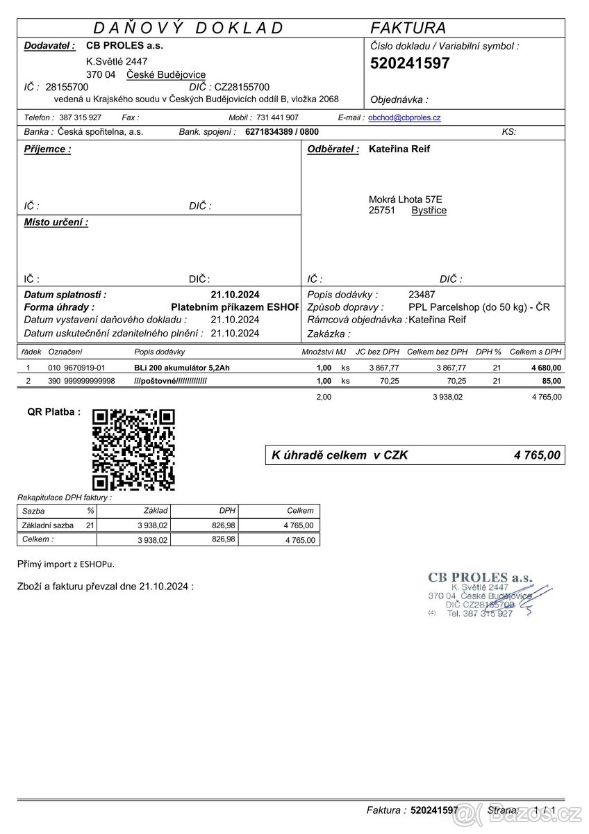 Akumulátor Husqvarna 5,2Ah - 5