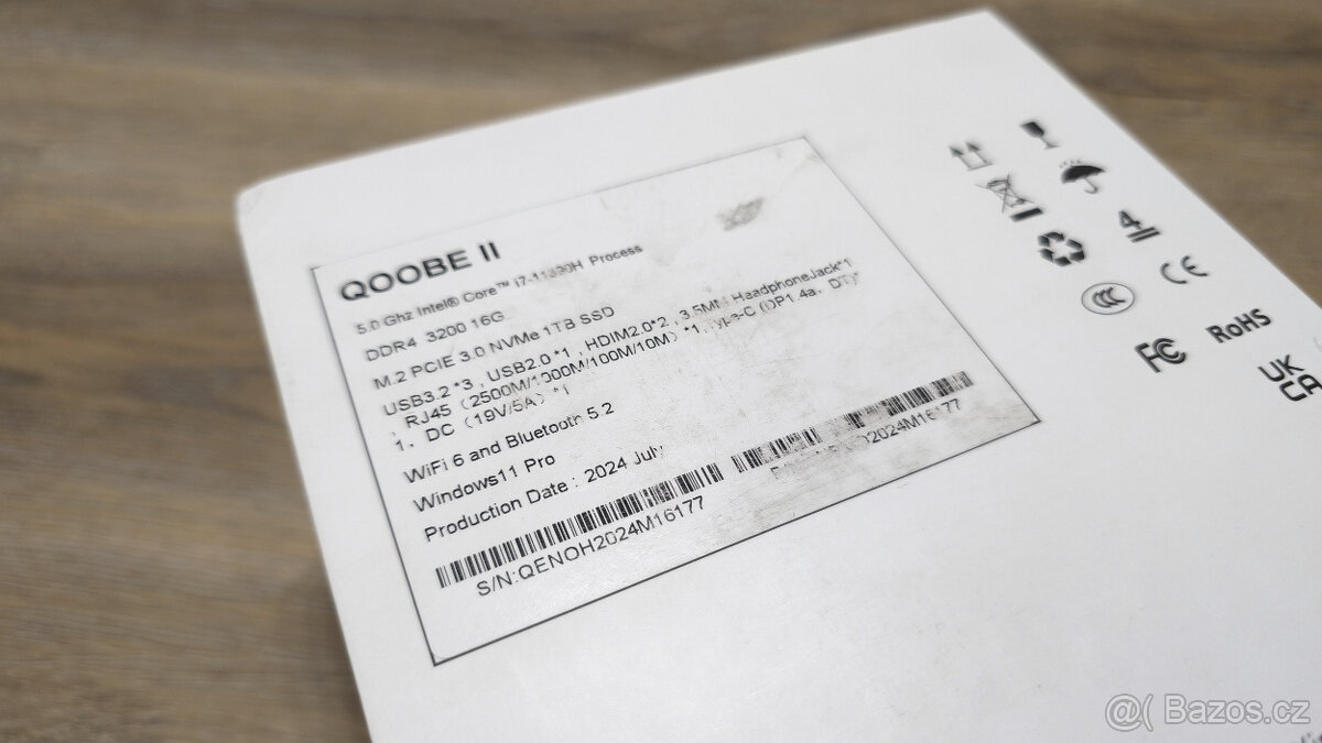 MiniPC QOOBE II i7-11390H (16+1024G) NVMe, WiFi6, BT - 5