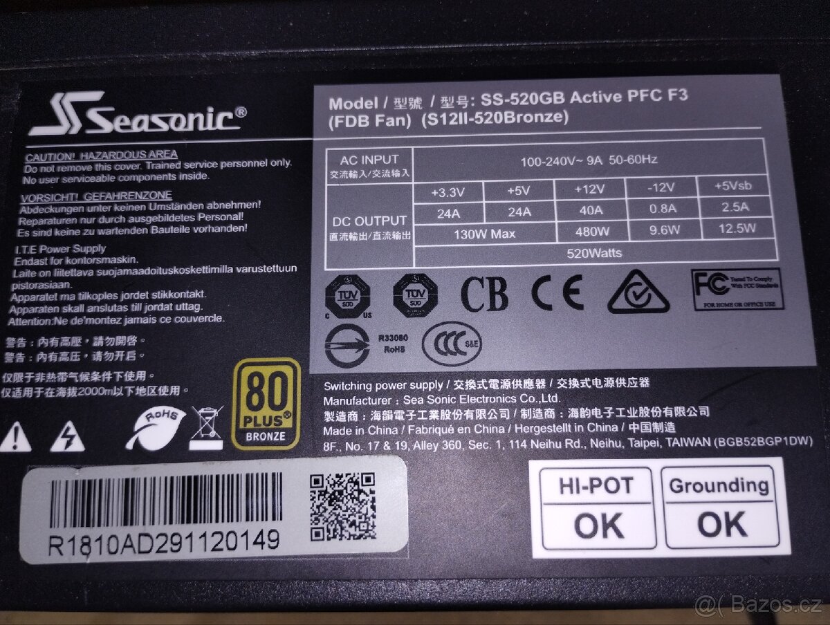 Prodám základní desku MSI B450 Bazooka a zdroj 520W - 5