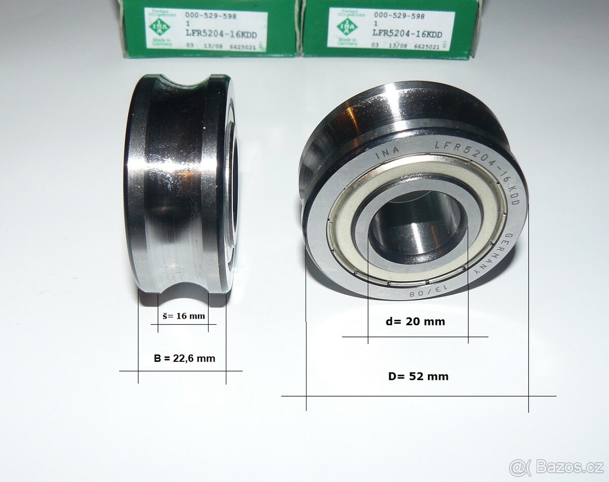 Kladka ložisková LFR5204-16KDD(=LFR5204-16-2Z) INA Německo - 5