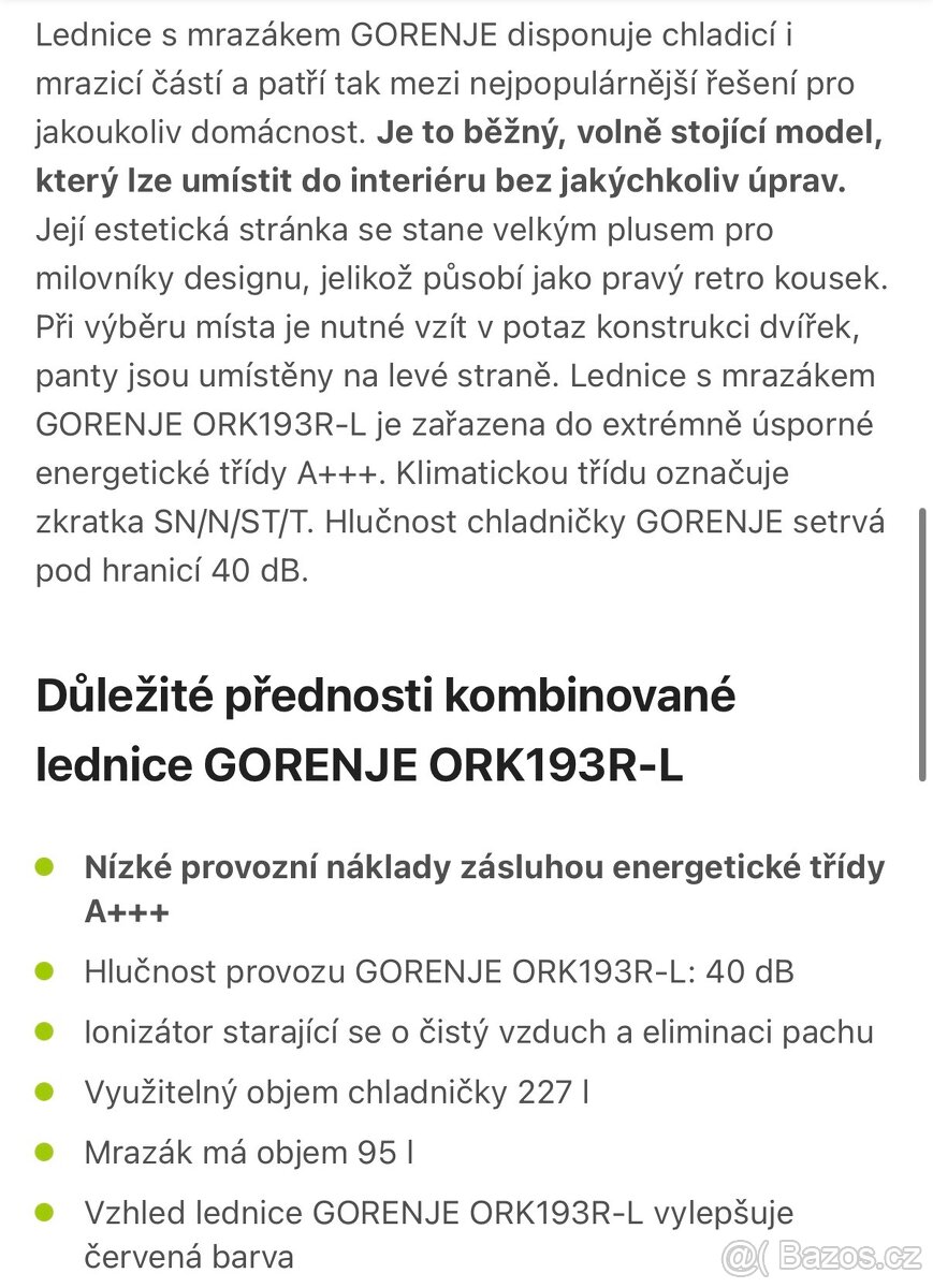 Retro lednice Gorenje červená - 5
