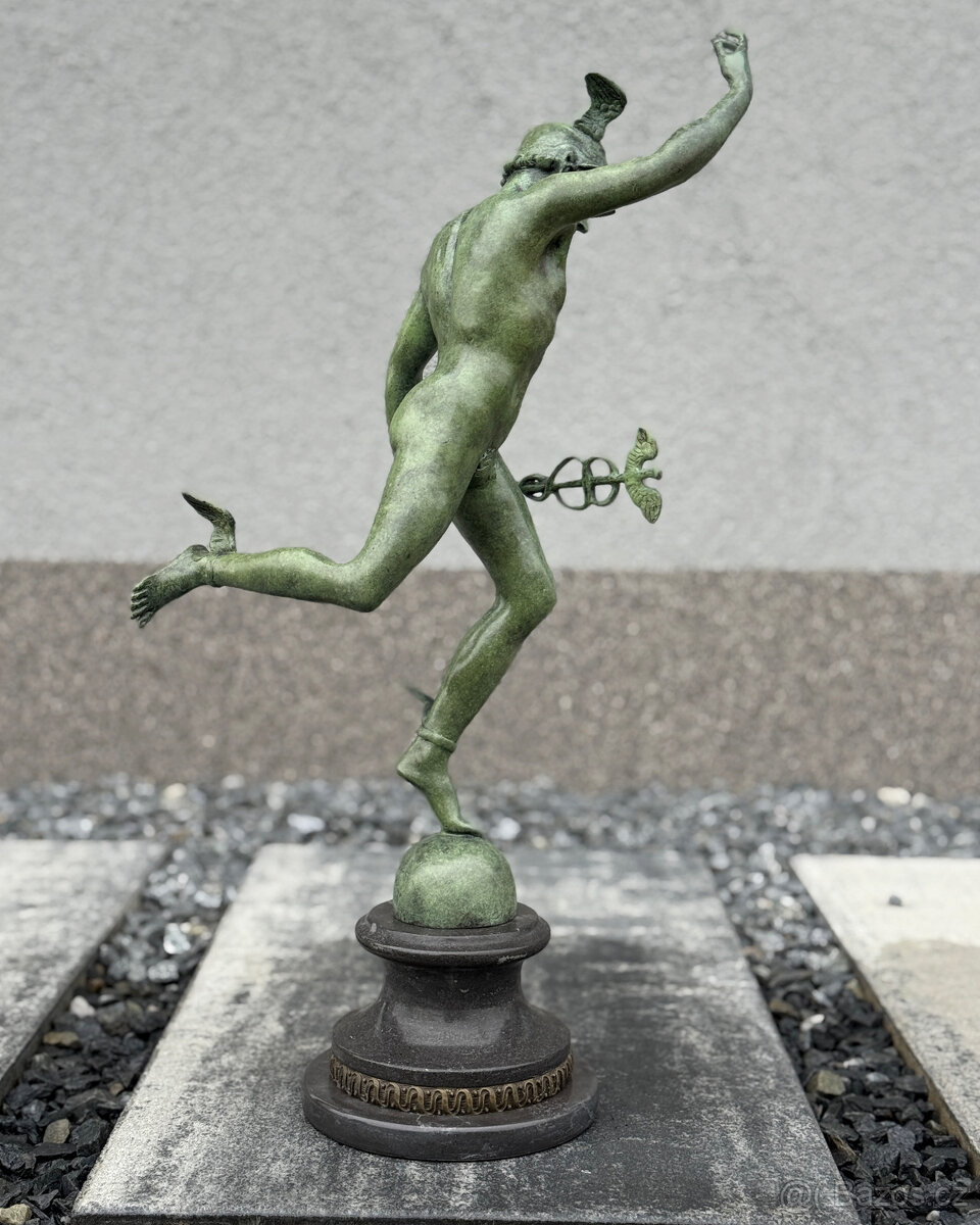 Bronzová socha Hermés Merkur luxusní soška římský boh štěstí - 5