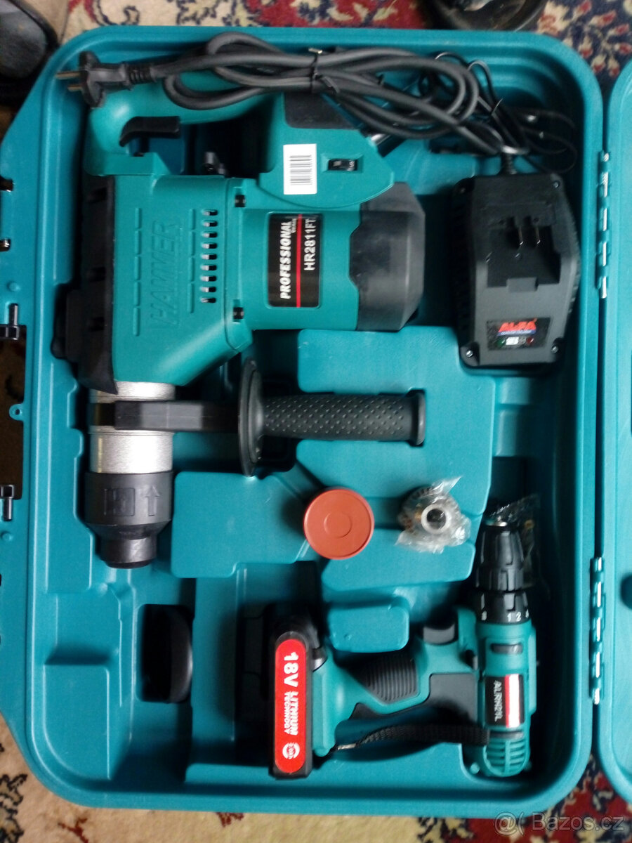 Prodám kufr profesionálního nářadí: kango,akušroubovák, bity - 5