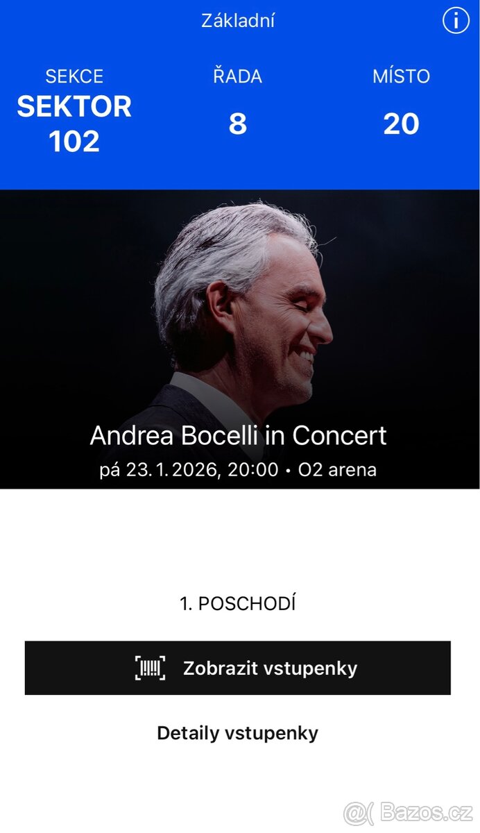 Top lístky na koncert Andrea Bocelli, O2 Aréna Praha - 5