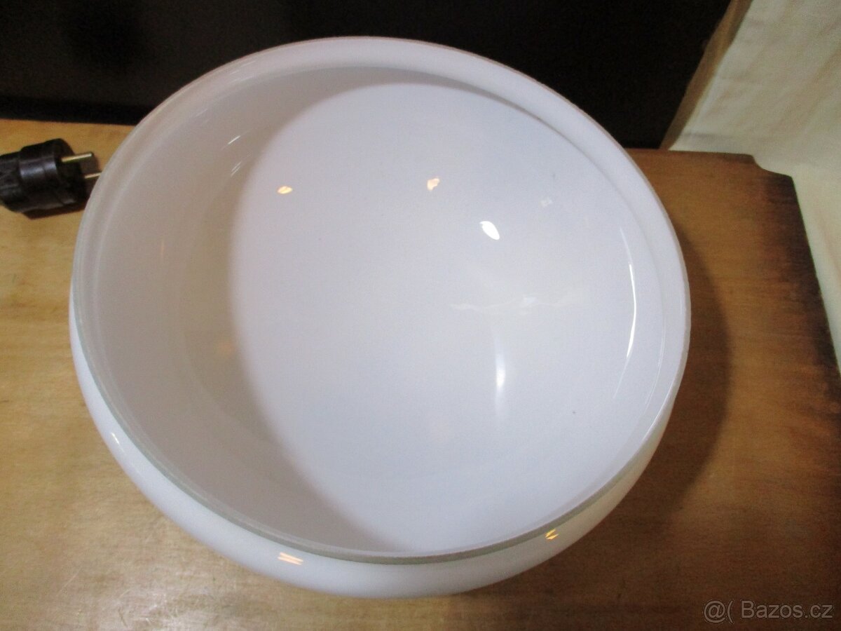 Stolní lampa mosaz, funkcionalismus, funkční, bílé sklo - 5