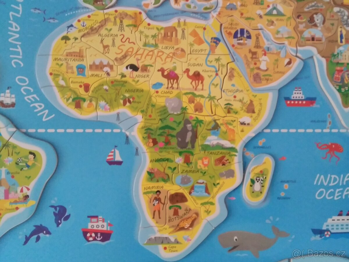 WOODY Magnetické puzzle Mapa Svět v obrázcích 2v1 - 5