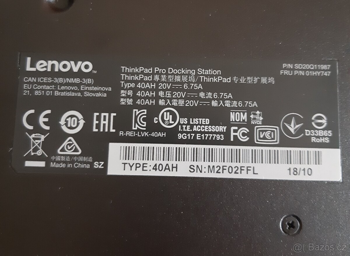 dokovací stanice Lenovo ThinkPad Pro (40AH) + 90W zdroj - 5