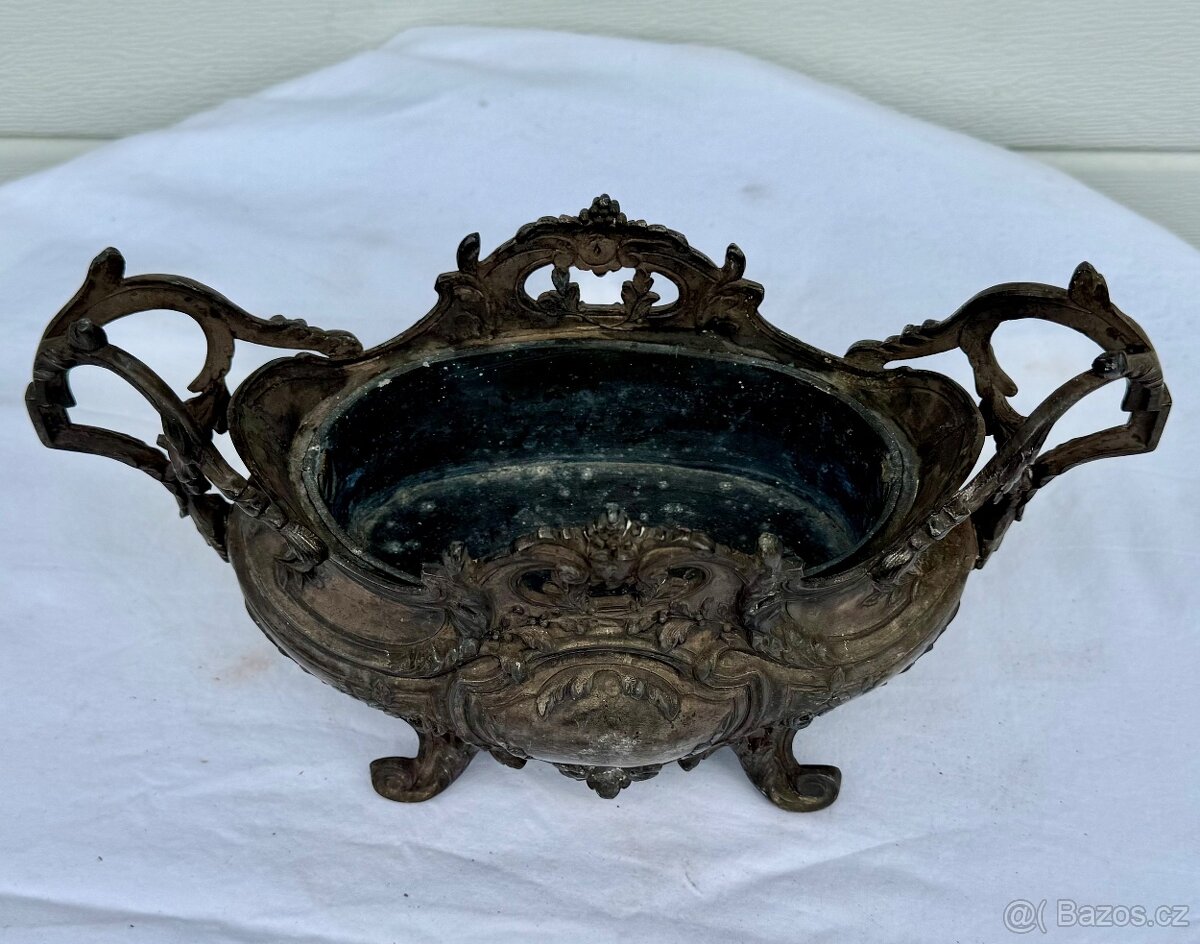 Krásná starožitná  žardiniéra s ružičkama - 5