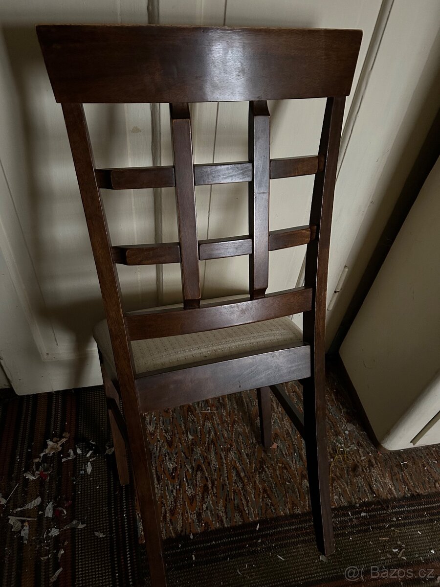 4 dřevěné čalouněné židle - 5