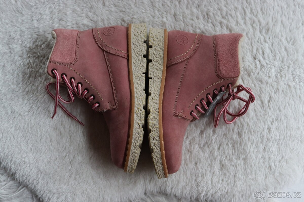 Kůže teplé boty/workery s kožíškem Marco Tozzi - 5