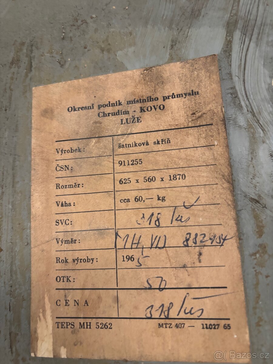 Plechová šatní skříň – za odvoz - 5