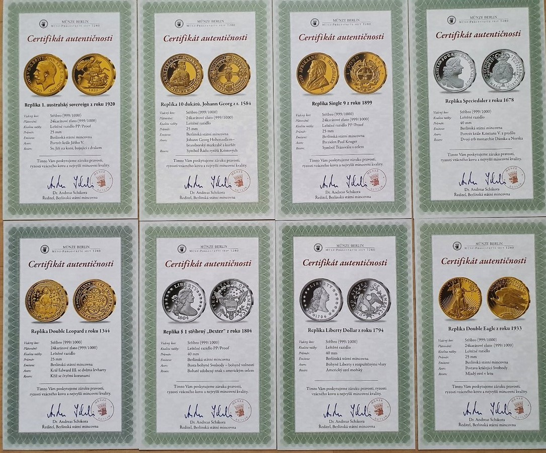 Krásná kompletní kolekce Legendární mince světa 999/1000 Ag - 5