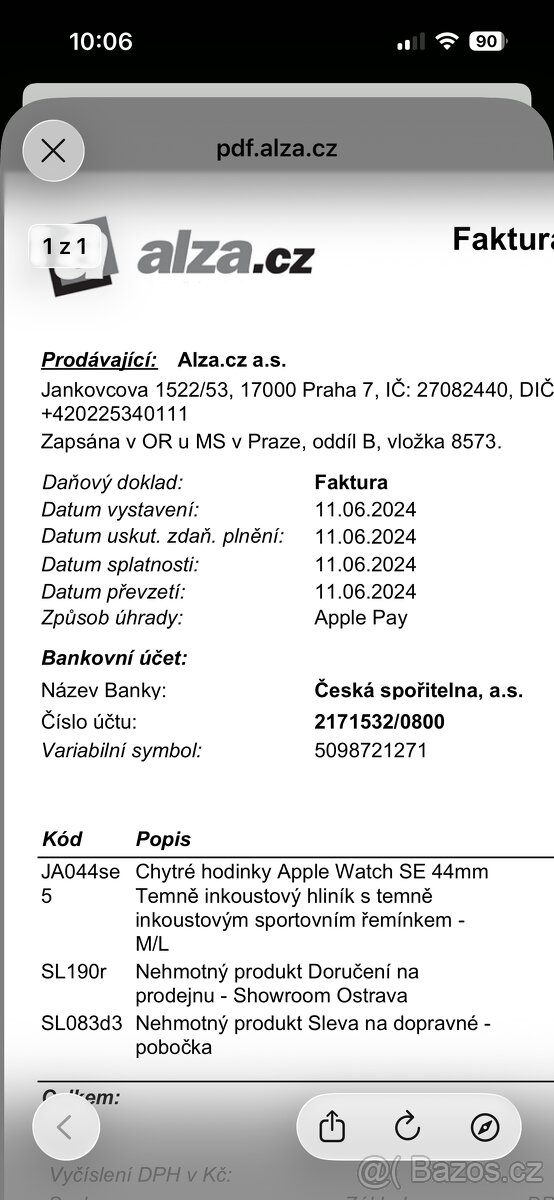 🔥 Prodám Apple Watch SE 44 mm – temně inkoustová, stále v z - 5