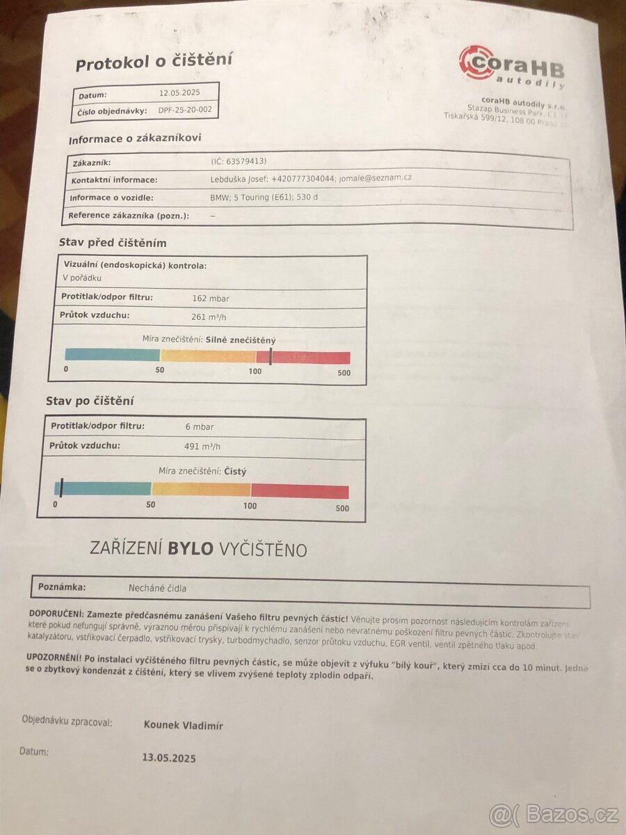 DPF filtr - bmw m57d30 173kw (306d3) - 5