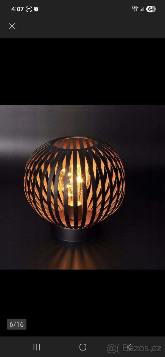 Kovová Kulatá led lampička 19cm barva měď - 5