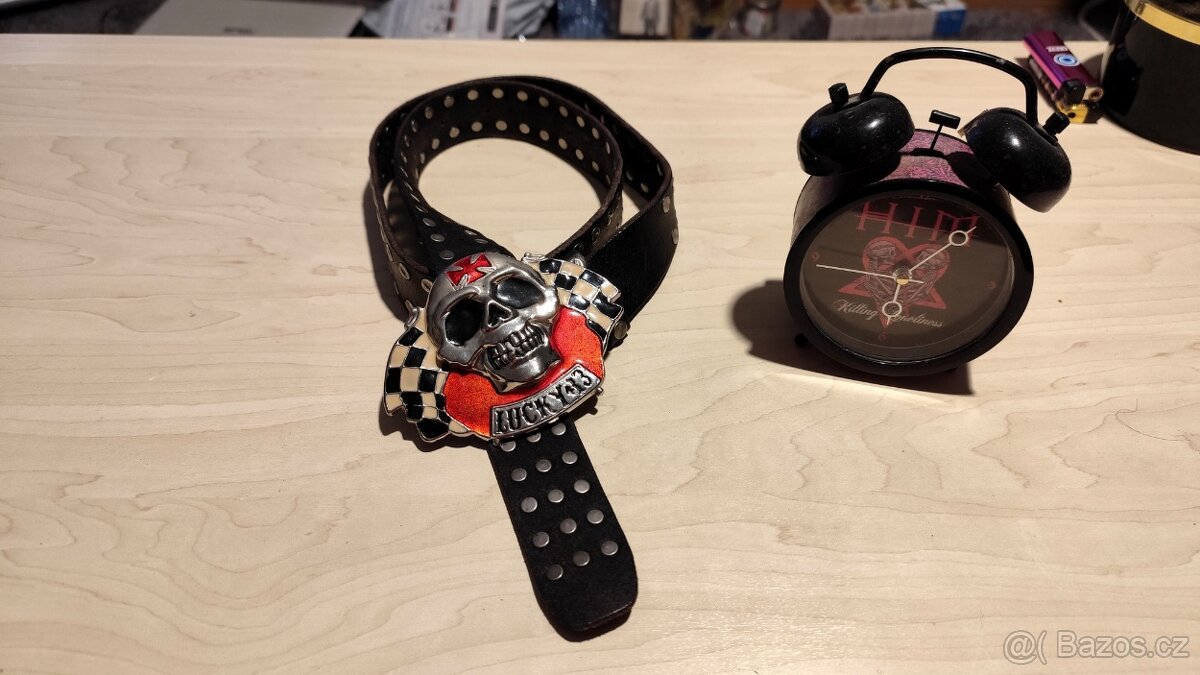 Masivní studded kožený opasek - 5