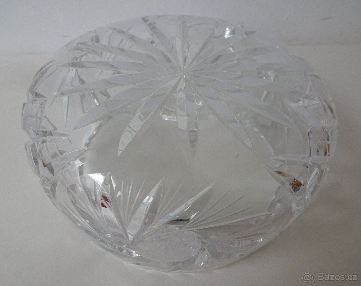Starožitná skleněná mísa - broušené křišťálové sklo - 5