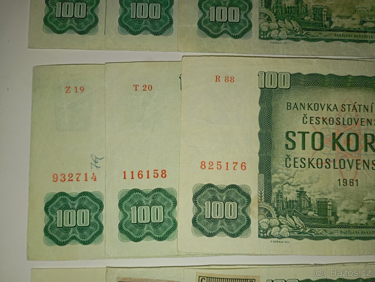 BANKOVKY 100 KČS 1961, VŠECHNY VYDANÉ SÉRIE - 5