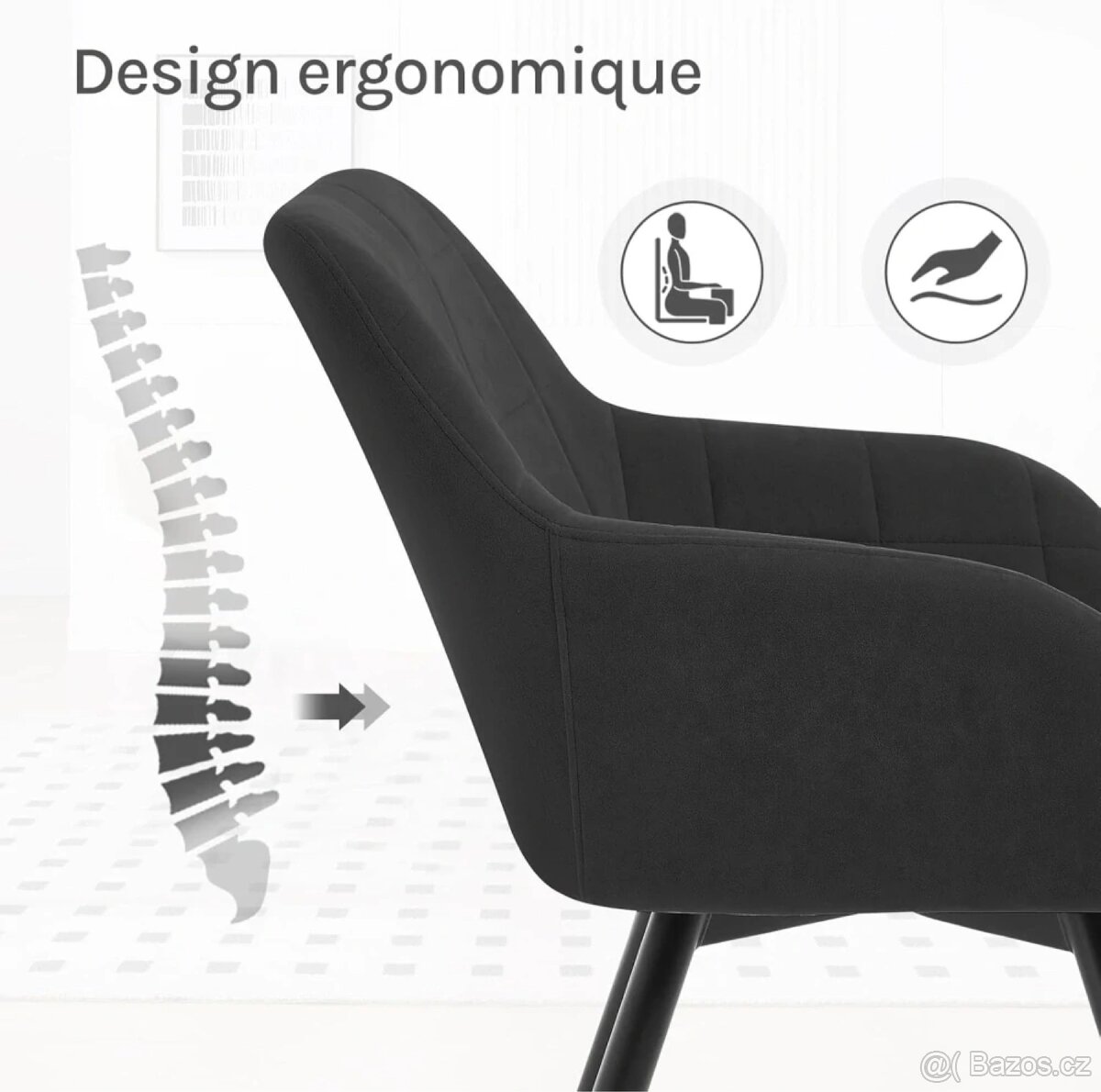 Jídelní židle WOLTU, otočná židle, ergonomická sametová - 5