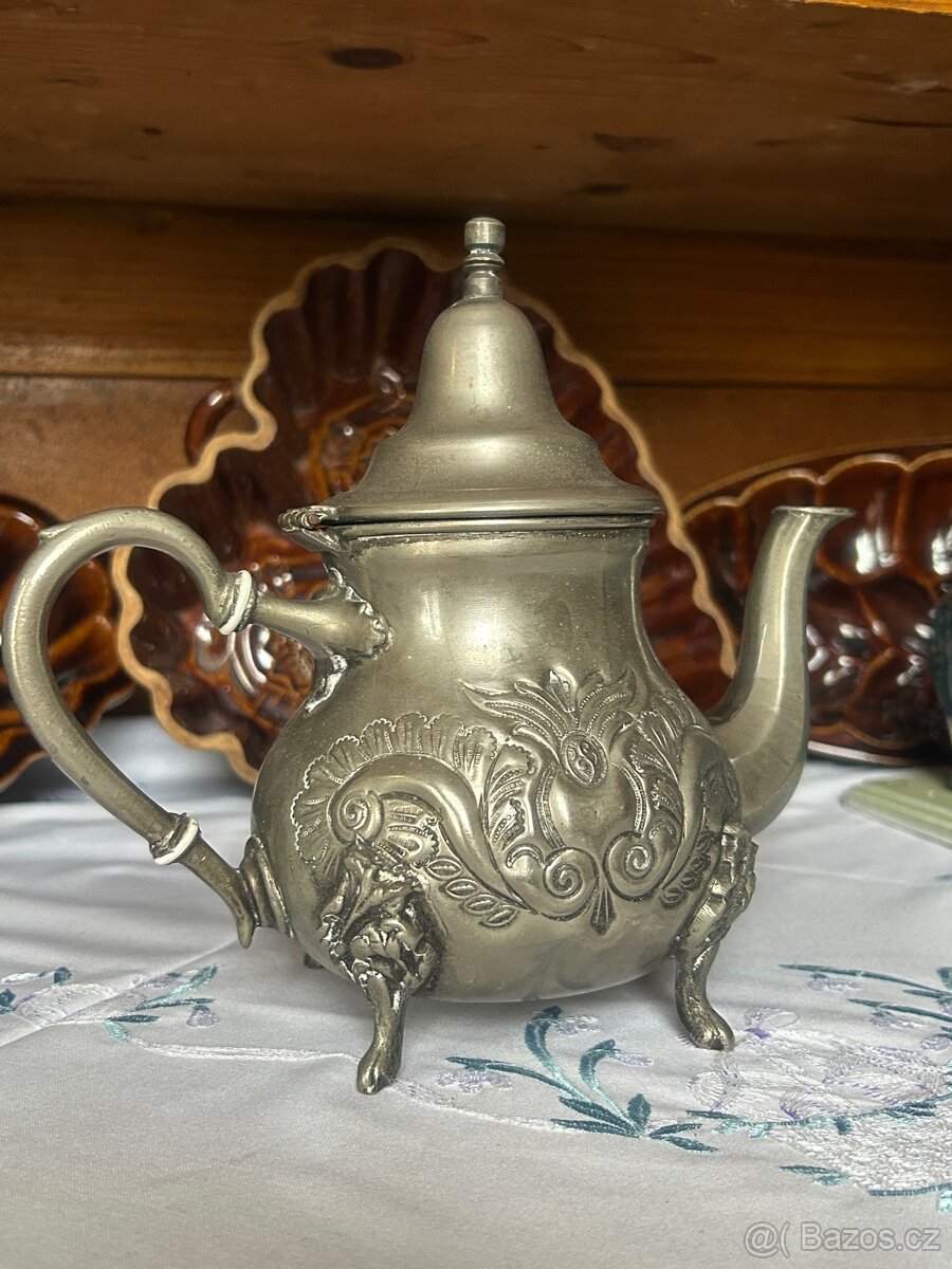 Vintage marocká postříbřená konvice na čaj - 5