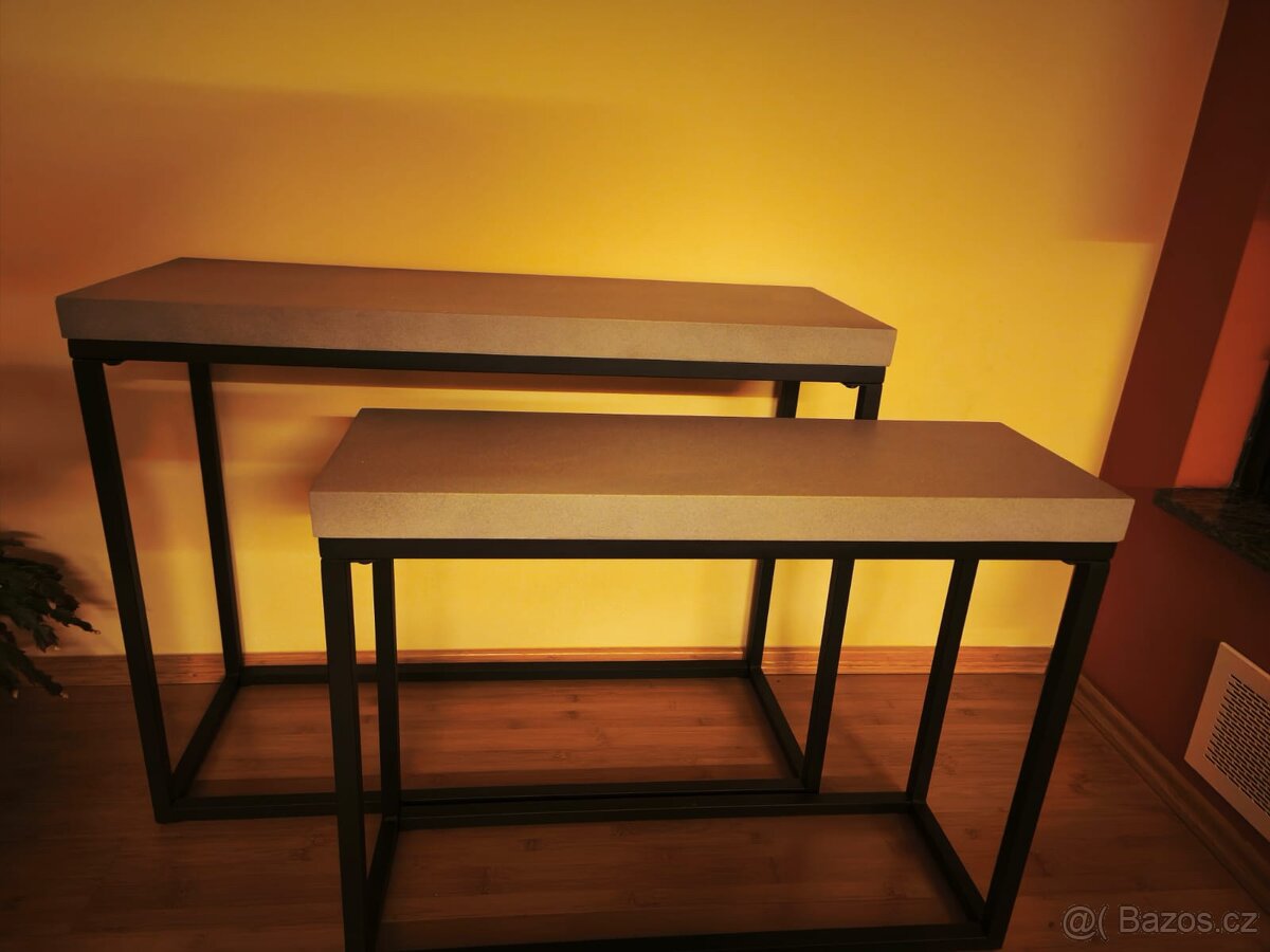 Tchibo set 2 kovovych stolku v betonovem stylu - 5