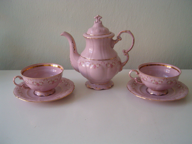 Růžový porcelán, vše jak nové, čínský porcelán, samovar - 5