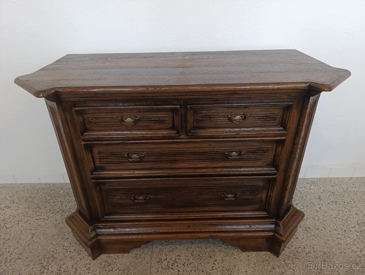Starožitná komoda + zrcadlo, nábytek z masívu - 5