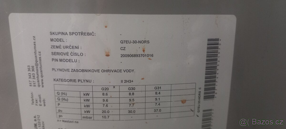 Plynový ohřívač vody Qantum Q7 EU 30 Nors/e - 5