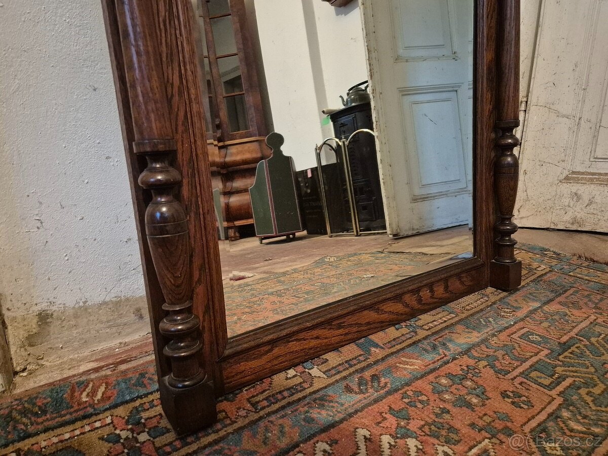 Velké starožitné nástěnné zrcadlo z dubu, Henri II / Mechele - 5