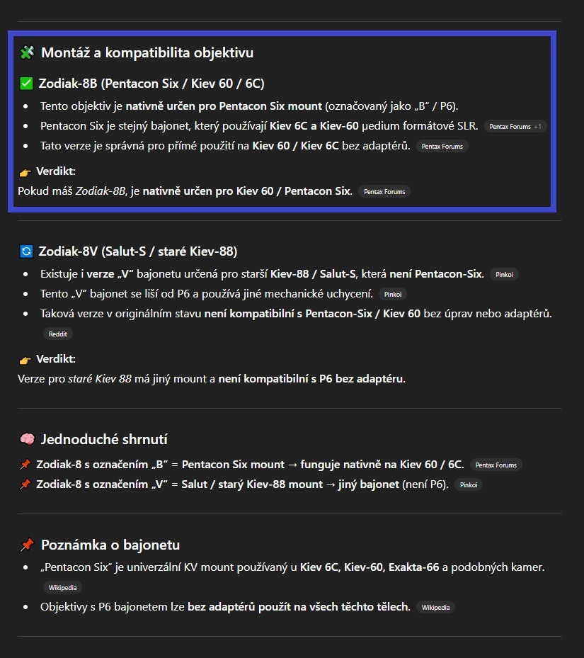 Zodiak-8 30mm f/3.5 – rybí oko pro Pentacon 6 / Kiev 60 USSR - 5