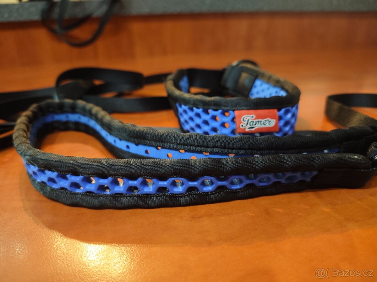 Sada Tamer obojek modrý + vodítko 3m - 5