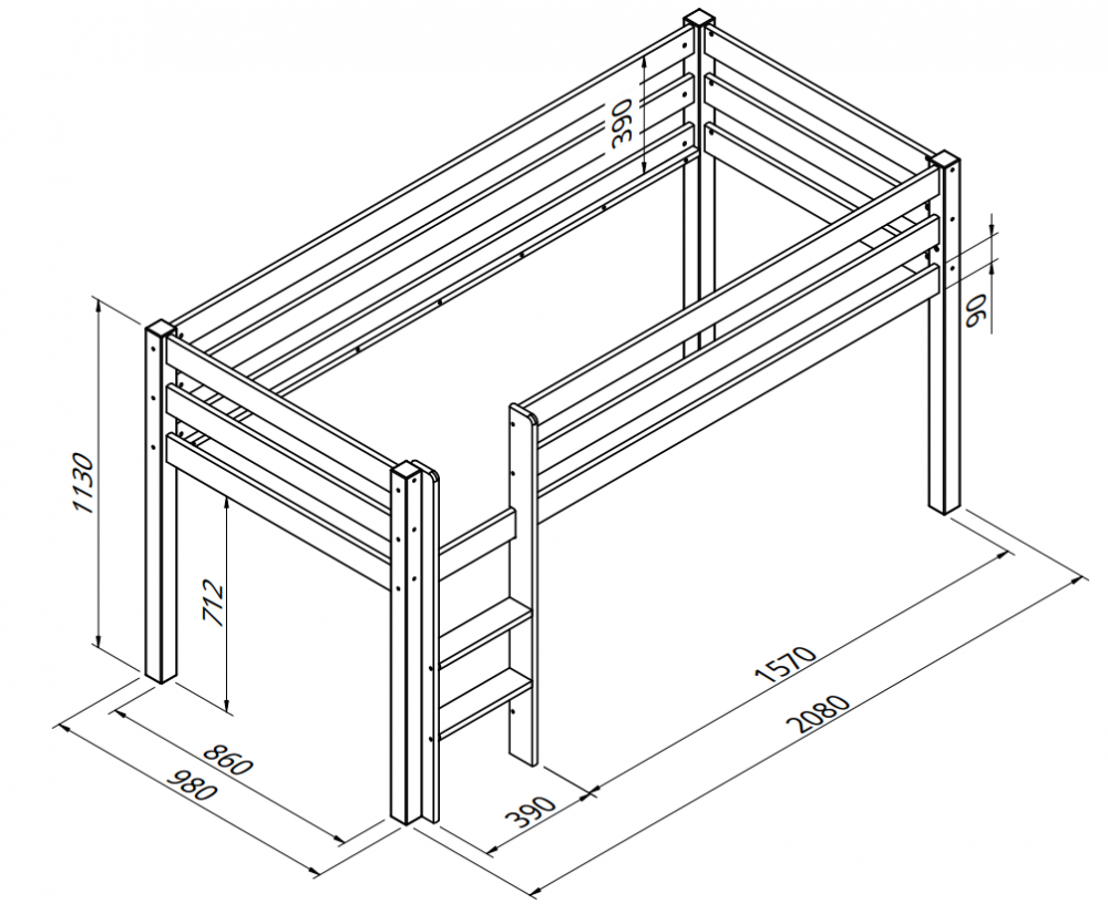 Krásná vyvýšená postel se skluzavkou masiv buk - 5