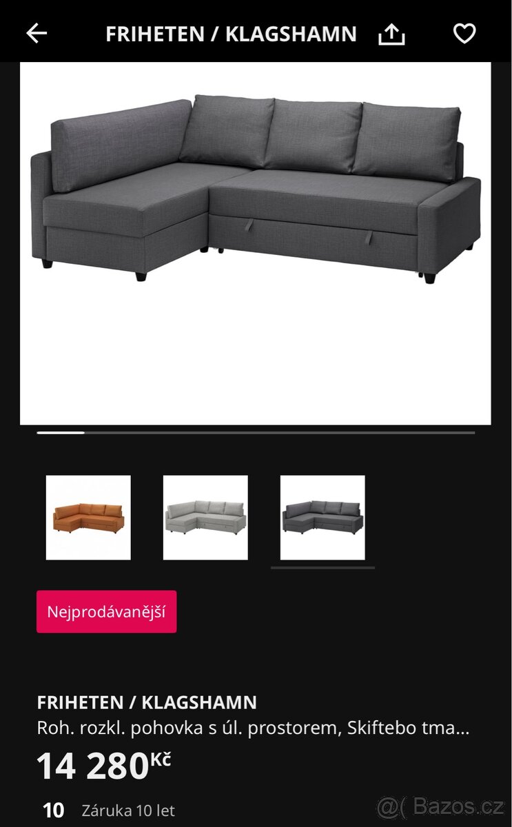 Rozkládací pohovka do L IKEA FRIHETEN - 5