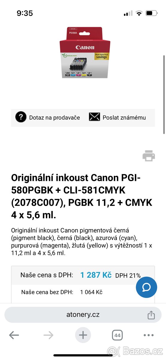 Canon náplně do tiskárny PIXMA, multipack 5 barev - 5