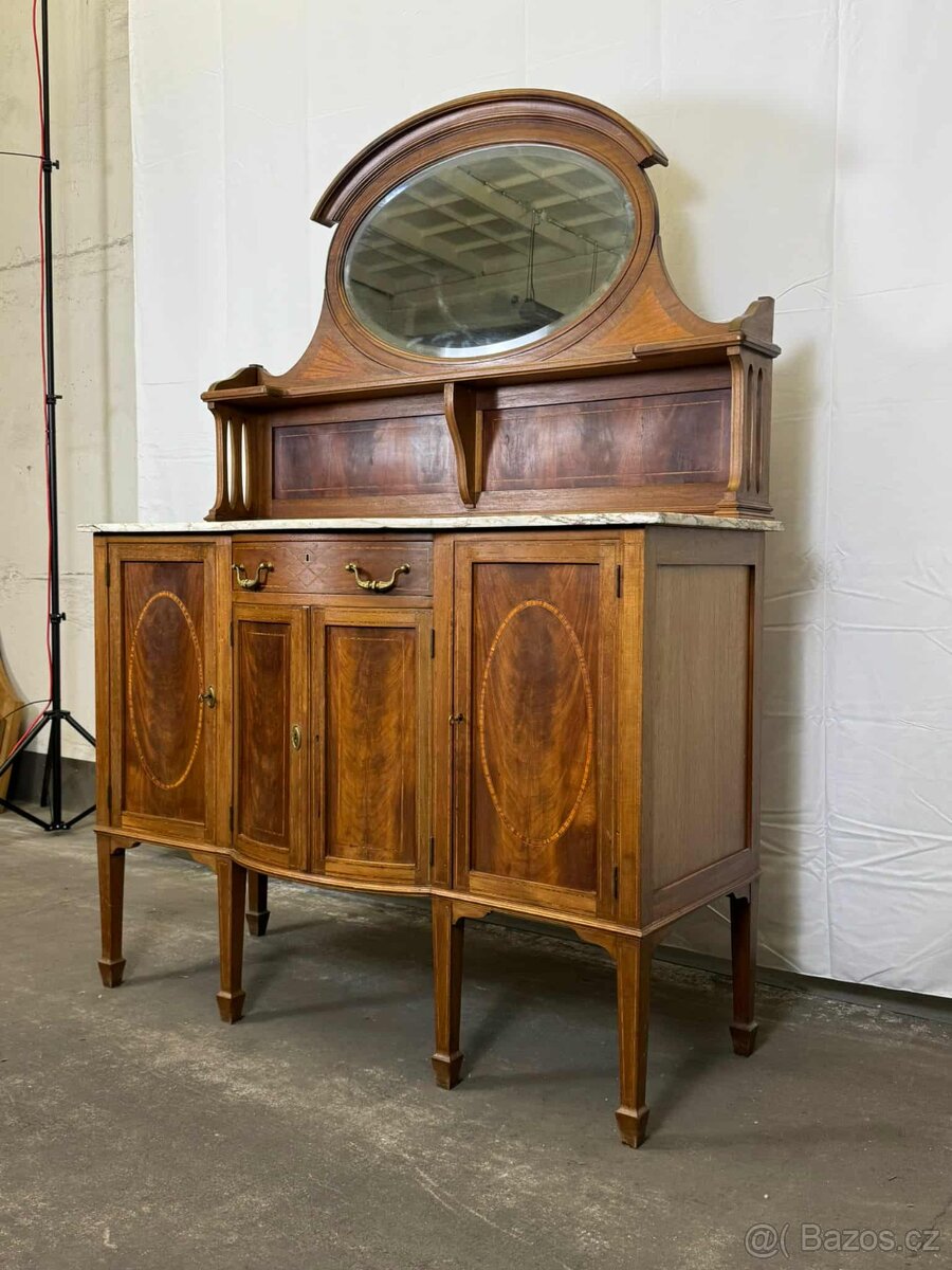Starožitná komoda s nástavbou a zrcadlem (133023) - 5